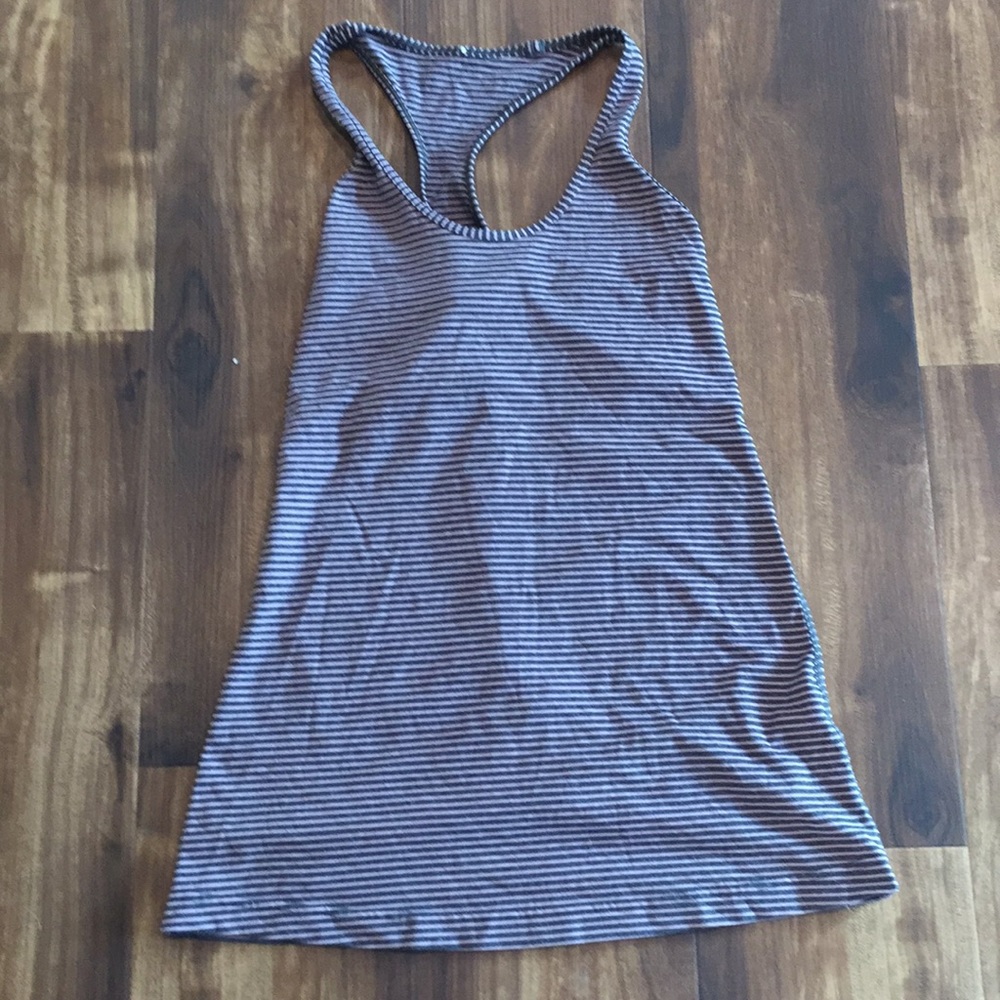 Lululemon purple and gray striped tank size 2
